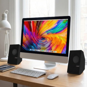 Siyah USB 2.0 + 3.5mm USB Hoparlör