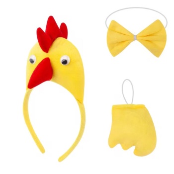 Çocuk Horoz Tavuk Kostüm Seti 3 Parça (Taç + Papyon + Kuyruk)