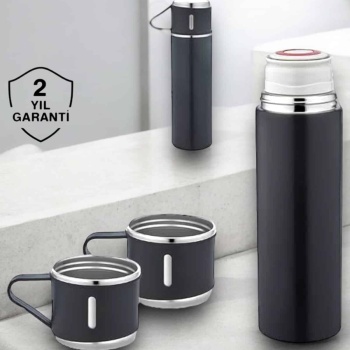 Paslanmaz Çelik 3’lü Termos Seti Vakumlu ve 8 Saat Isı Koruma