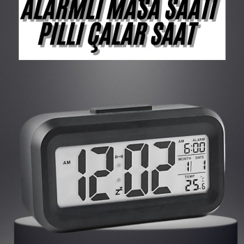 Gece Dijital Masa Saati Dijital Alarmlı Led Ekran Pilli Çalar Saat