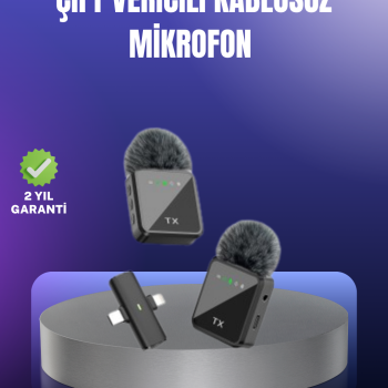 Vlog Podcast ve Röportajlar İçin Kablosuz Çift Yaka Mikrofon