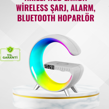 Akıllı Uyku Lambası Gündoğumu Alarmı Kablosuz Şarj ve Müzik Çalar