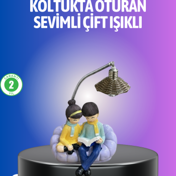 Kitap Okuyan Çift Figürlü Gece Lambası Romantik Dekoratif Masa Lambası