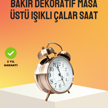 Retro Tarz Bronz Dekoratif Masa Saati Metal Gövde Yüksek Sesli Alarm