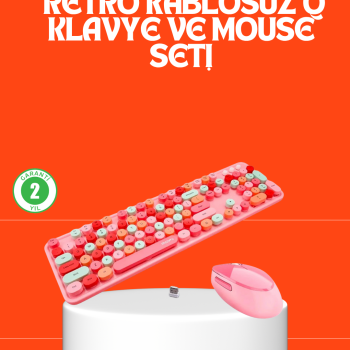 Retro Tarz Bluetooth 5.1 Klavye – Win/OSX/Android/iOS Uyumlu