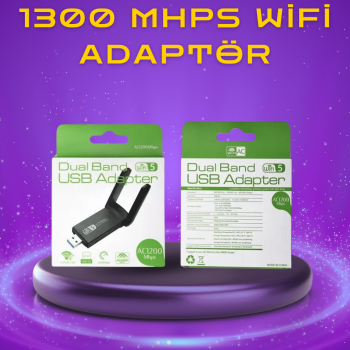Yüksek Hızlı 1200 Mbps Çift Bant USB WiFi Adaptör – Güçlü Sinyal, Geniş Uyumluluk