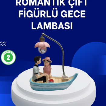 Romantik Sandal Üzerinde Çift Figürü LED Gece Lambası Masa Dekoru