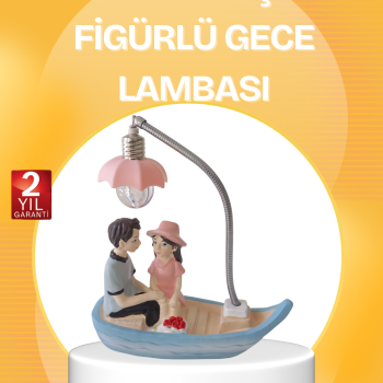 Romantik Çift Figürlü Gece Lambası Sandal Model Sevgiliye Özel Hediye