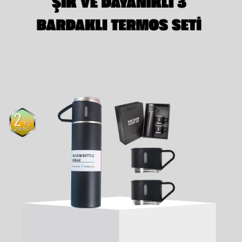 Paslanmaz Çelik 500 ml Termos Seti – 8 Saat Isı Koruma, Vakumlu, Sızdırmaz ve Taşınabilir