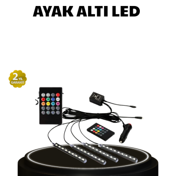 RGB Müzik Kontrollü Araç LED Işık Seti 48 LED 12V Uzaktan Kumandalı
