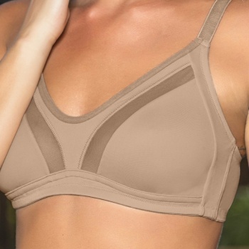 Büyük Beden Uyumlu Ten Tül Detaylı Günlük Sütyen, B,C Cup Balensiz Konforlu Sütyen