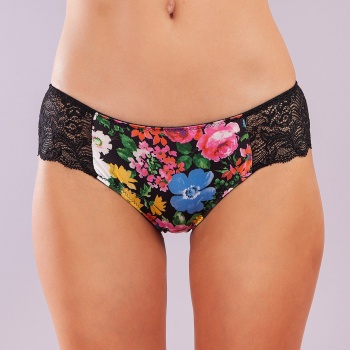 Golshan Garden Boy Short, Kadın Dantelli Çiçek Baskılı Şort Külot