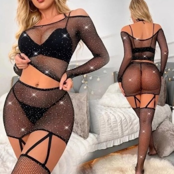 Fantazi Taşlı  File Vücut Çorabı