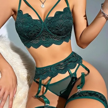 Kadın Yeşil Dantel Detaylı Jartiyer Takım