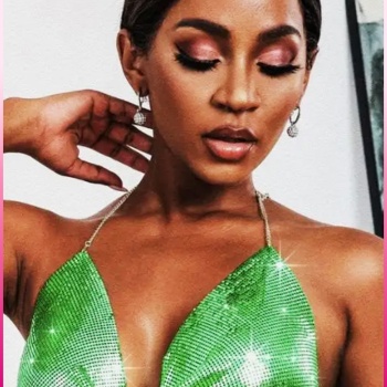 Kristal Yeşil Taşlı Parlak Crop & Bluz Kolsuz Kayık Yaka Parti Plaj Büstiyer