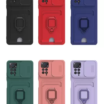 Newface Xiaomi Redmi Note 12 Pro 4G Kılıf Zuma Kartvizitli Yüzüklü Silikon - Kırmızı