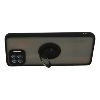 Newface Oppo Reno 4 Lite Kılıf Montreal Yüzüklü Silikon Kapak - Siyah