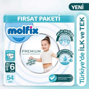Premium Bebek Bezi Ultra Fırsat Paketi 6 Beden 15+ Kg 54 Adet
