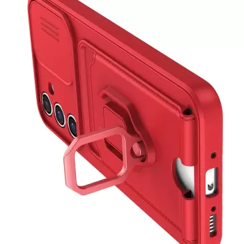 Newface Samsung Galaxy A14 4G Kılıf Zuma Kartvizitli Yüzüklü Silikon - Kırmızı