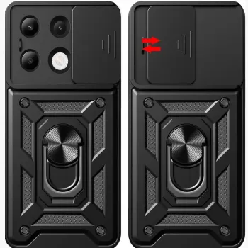 Newface Xiaomi Redmi Note 13 4G Kılıf Pars Lens Yüzüklü Silikon - Yeşil