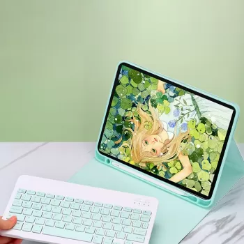 Newface iPad Pro 11 (2024) Kılıf KC01 Smart Klavyeli Tablet Kılıfı - Koyu Yeşil