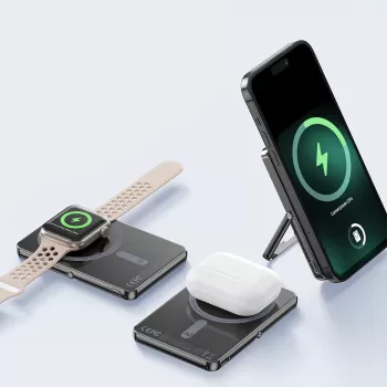 Newface PW580 5.000 mAh 20W Type-C 15W Kablosuz Şarj 3W Saat Şarj ve 5W Kulaklık Şarj Destekli PD Hızlı Şarj Magsafe Powerbank - Titanyum