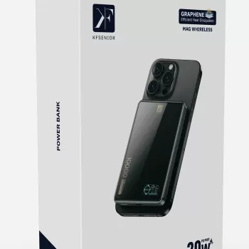 Newface PW598 10.000 mAh Dijital Göstergeli 20W Type-C ve 15W Kablosuz Şarj PD Hızlı Şarj Magsafe Powerbank - Siyah