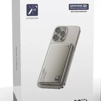 Newface PW555 5.000 mAh Dijital Göstergeli 18W Type-C ve 15W Kablosuz Şarj PD Hızlı Şarj Magsafe Powerbank - Titanyum