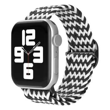 Newface Apple Watch 38mm Star Kordon - Zigzag Siyah-Beyaz