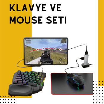Yüksek Performanslı Mobil Oyun Aksesuarı – 5 Parçalı Klavye Mouse Dönüştürücü Set