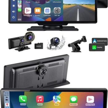 4K 10.2 İnç Çift Kameralı Araç Multimedya Ekranı CarPlay Kablosuz Tüm Cihazlara Uyumlu