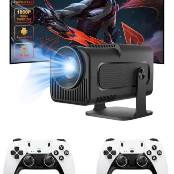 Çift Kollu Game Box Projeksiyon Cihazı Kumandalı Android Tv Dahili Hoparlör