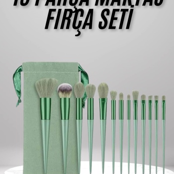 Makyaj Fırça Seti Yeşil 13 Parça Fondöten Fırçası Allık Fırçası Far Fırçası