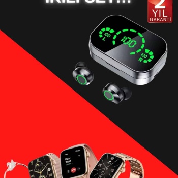 Yeni Nesil Kaliteli Akıllı Saat ve Kablosuz Bluetooth Kulaklık  Yüksek Ses Kaliteli