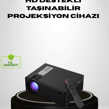 1080p Full HD Taşınabilir Projeksiyon Cihazı LED Işıklı Uzaktan Kumandalı