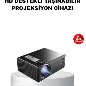 Taşınabilir Full HD Projeksiyon Cihazı Yüksek Parlaklık ve Geniş Bağlantı Seçenekli