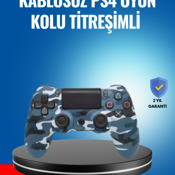 Bluetooth Kablosuz PS4 Gamepad Çift Motorlu Siyah Controller