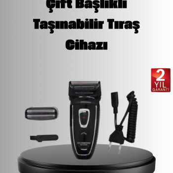 Şarjlı Kablosuz Tıraş Makinesi Çift Başlık Kuru Tıraş Ergonomik Taşınabilir