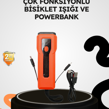 600 Lümen Bisiklet Ön Işık Powerbankli Çakar COB Led