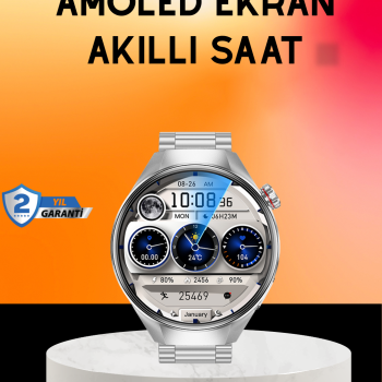 Akıllı Saat AMOLED Ekran Bluetooth Aramalı – Nabız, Uyku ve Spor Takipli