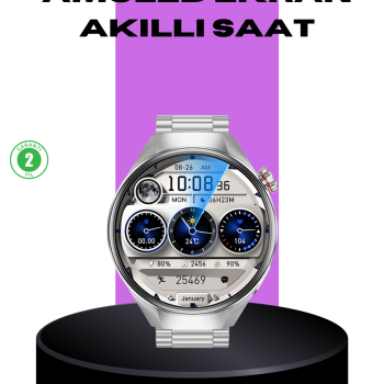 Akıllı Saat Metal Kordonlu Tam Ekran AMOLED – Arama ve Sağlık Takip Özellikli