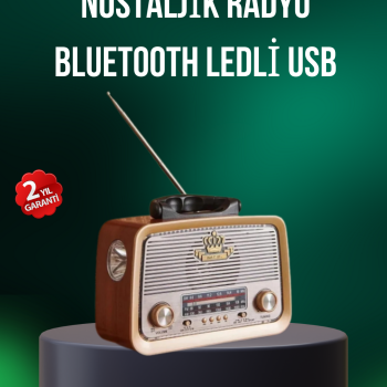 Taşınabilir Nostalji Radyo Bluetooth USB AUX Girişli