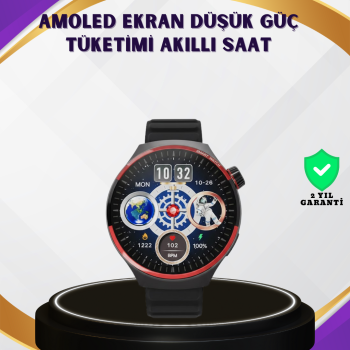 Dokunmatik Akıllı Saat Kablosuz Şarj AMOLED Ekran