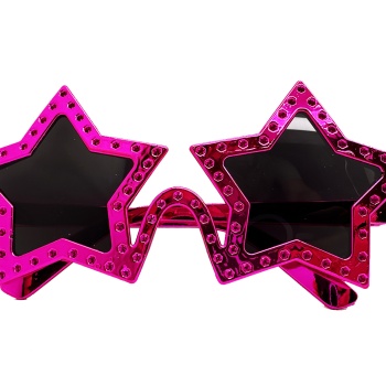 Fuşya Renk Yıldız Şekil Parti Gözlüğü Retro