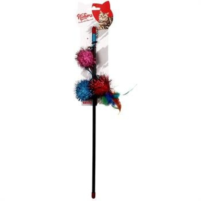 Natura Üçlü Parlak Top Kedi Olta Oyuncak 45 Cm
