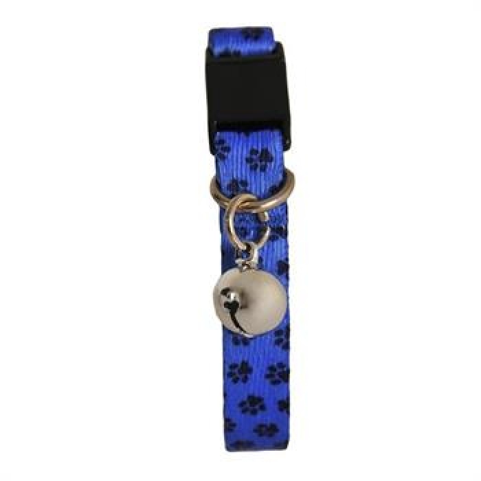 PetTagArt Güvenlik Kilitli Ayarlanabilir Mavi Siyah Patili  Yumuşak Doku Kedi Boyun Tasması 22-30 cm