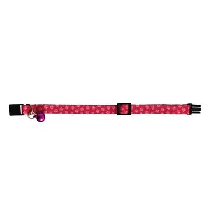PetTagArt Güvenlik Kilitli Ayarlanabilir Pembe Beyaz Patili  Yumuşak Doku Kedi Boyun Tasması 22-30 cm