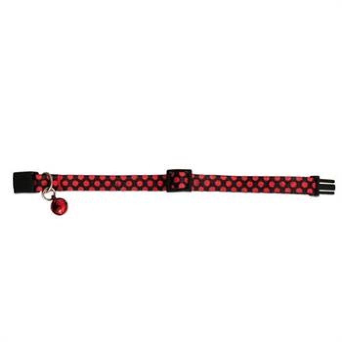 PetTagArt Güvenlik Kilitli Ayarlanabilir Kırmızı Siyah Desenli  Yumuşak Doku Kedi Boyun Tasması 22-30 cm