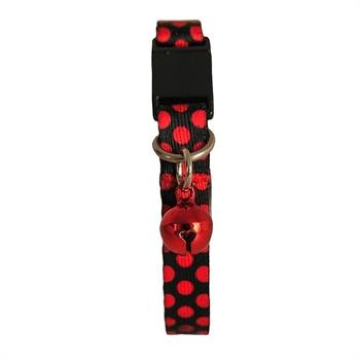 PetTagArt Güvenlik Kilitli Ayarlanabilir Kırmızı Siyah Desenli  Yumuşak Doku Kedi Boyun Tasması 22-30 cm