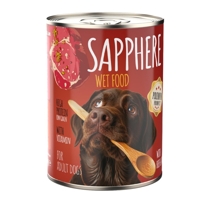 Sapphere Kırmızı Etli Yetişkin Köpek Maması Konserve 400 Gr 24 Adet